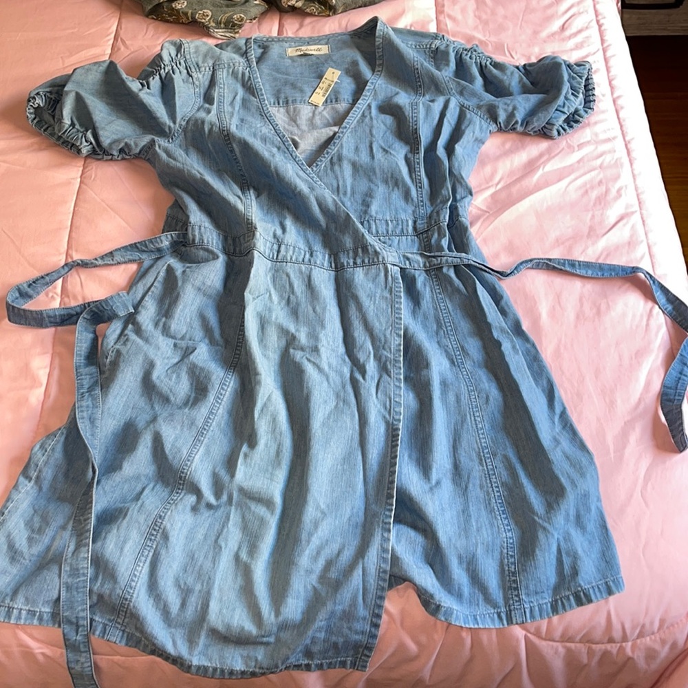 Denim wrap dress